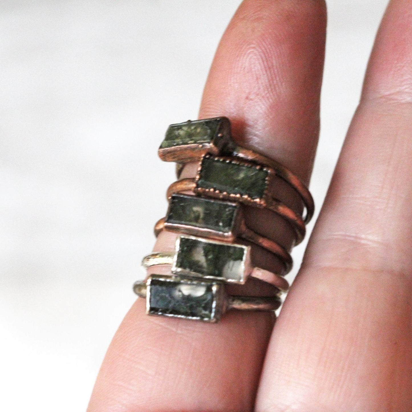 Moss Agate Ring - Your Choice of Metal - Electroformed Jewelry