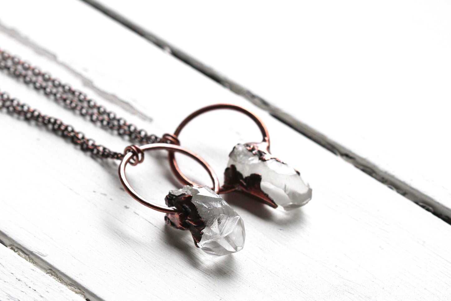 Raw Crystal Necklace - Quartz Crystal Pendant -  Electroformed Crystal Jewelry