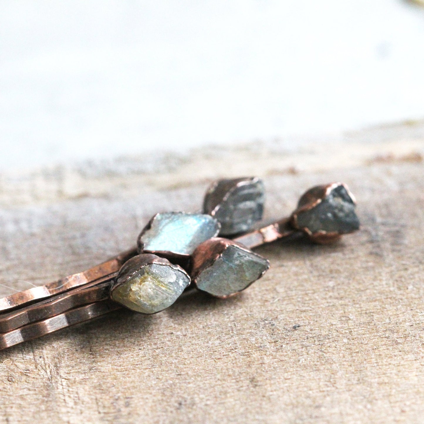 Labradorite Bobby Pin - Raw Stone Hair Pin - Wedding Hair Pin