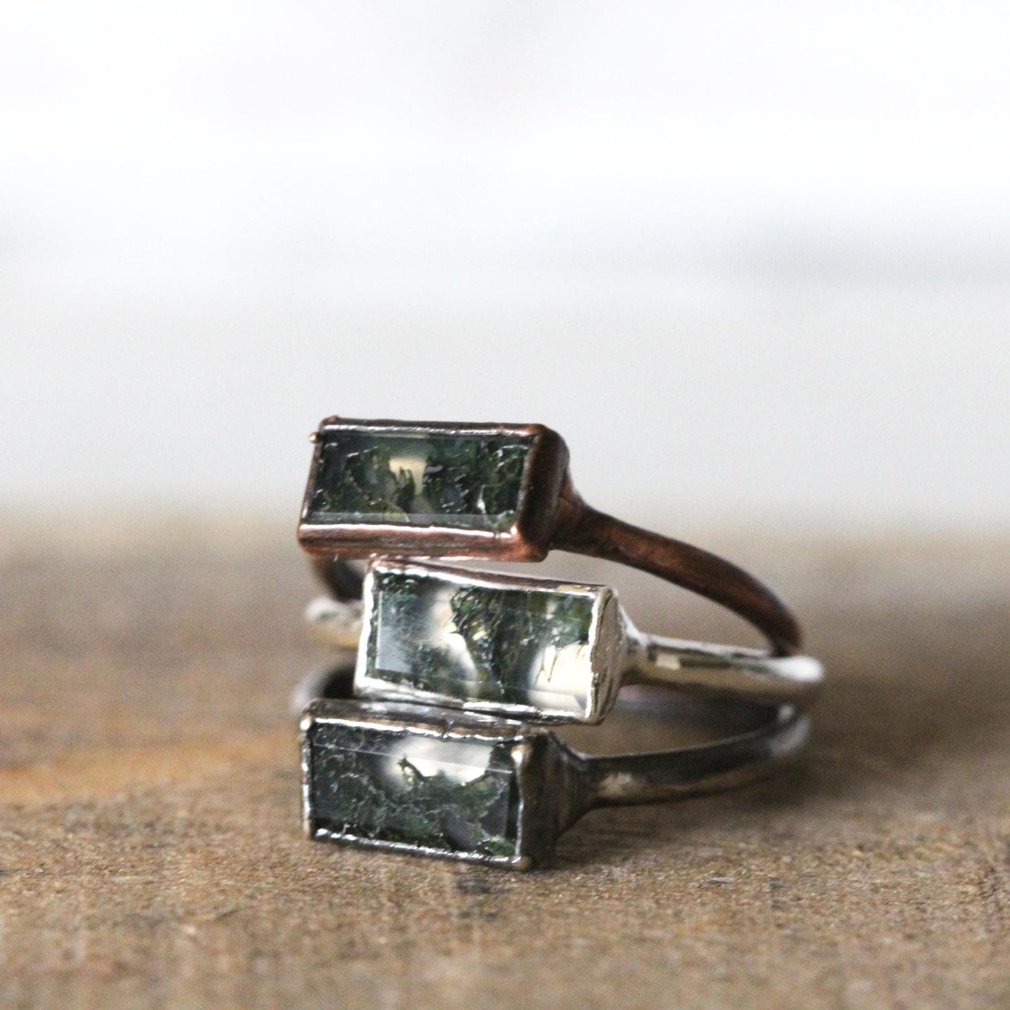 Moss Agate Ring - Your Choice of Metal - Electroformed Jewelry