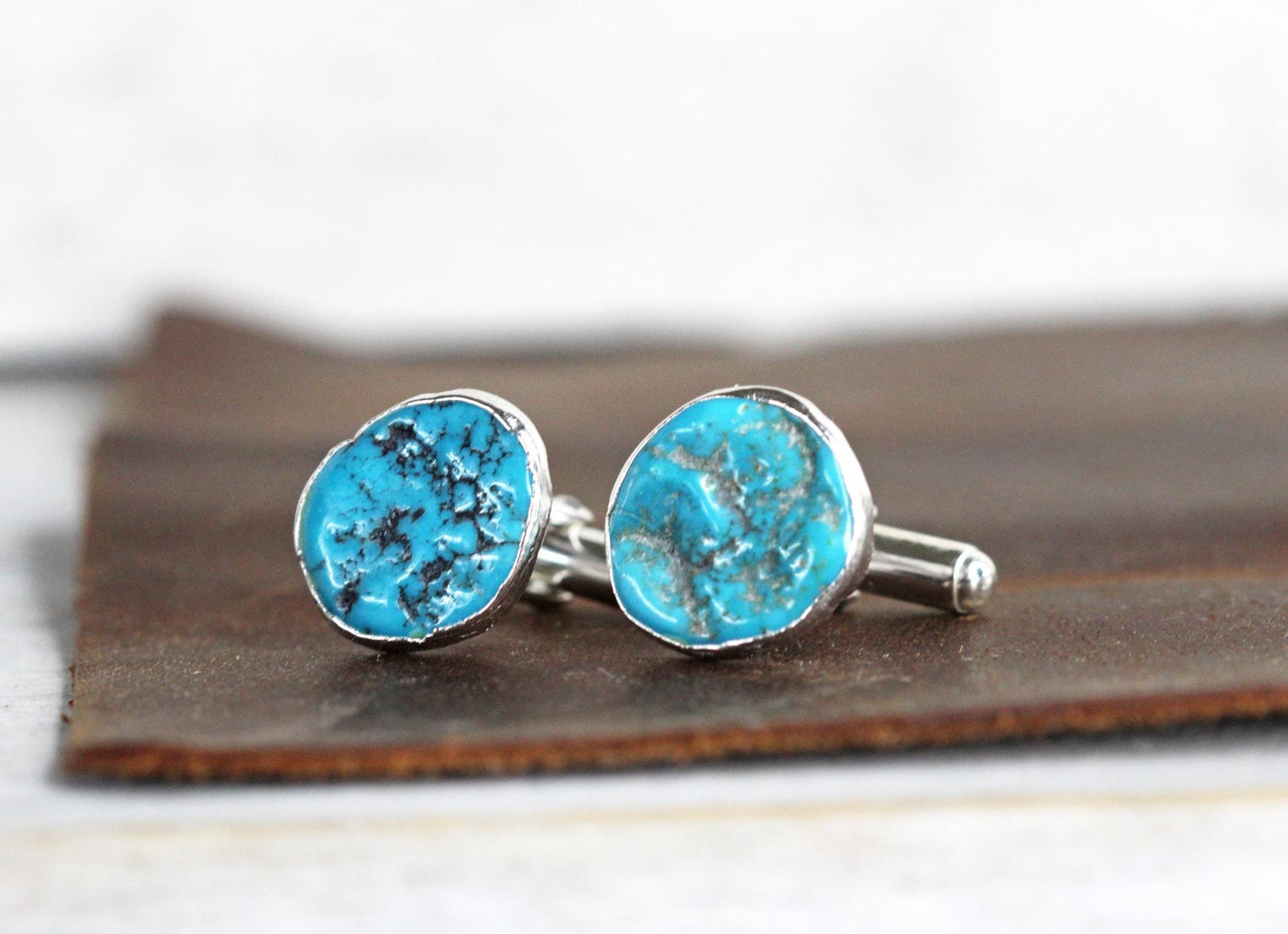 Turquoise Cuff Links - Groomsmen Gift - Stone Jewelry for Men - Stone Cufflinks