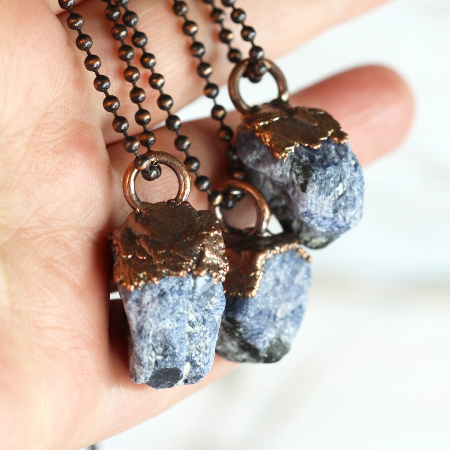 Raw Sapphire Necklace - Raw Gemstone Pendant - September Birthstone - Rough Crystal