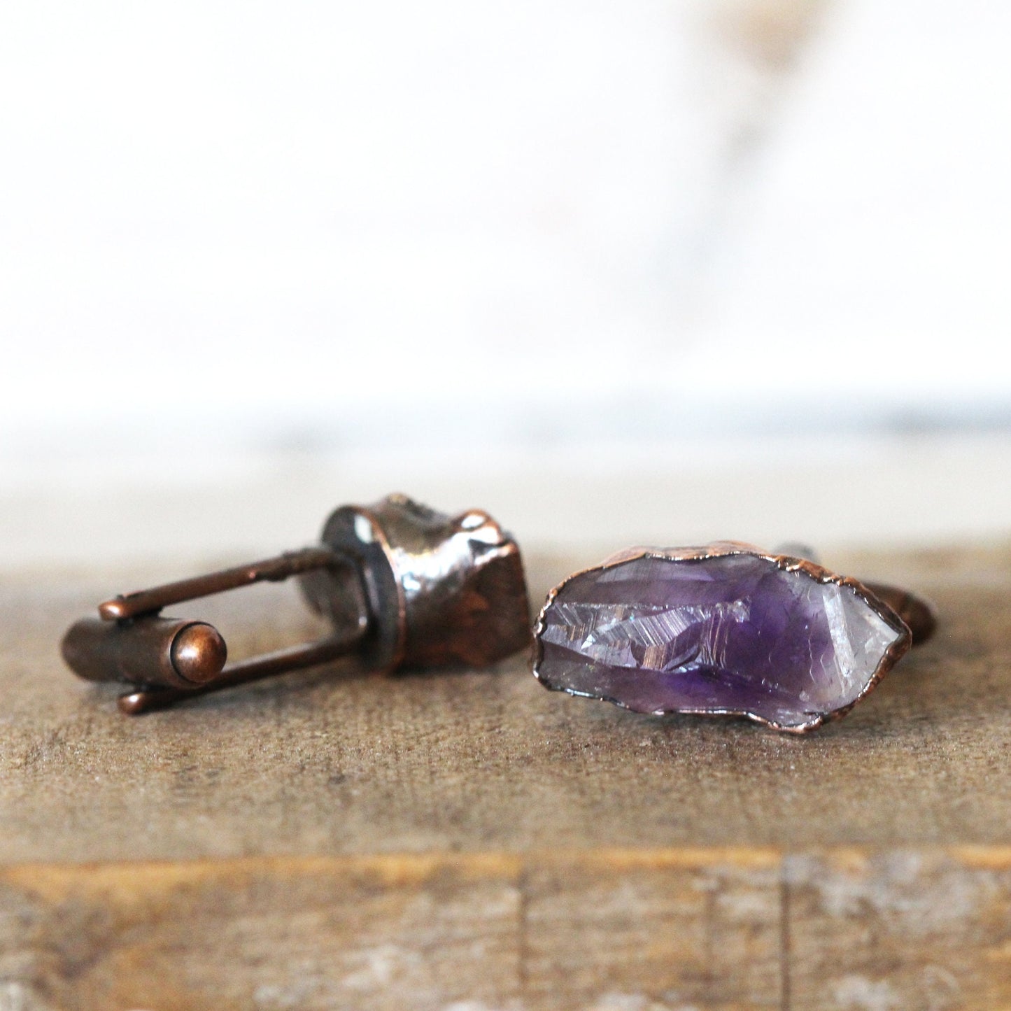 Amethyst Cuff Links - Groomsmen Gift - Raw Crystal Cufflinks - Men's Jewelry