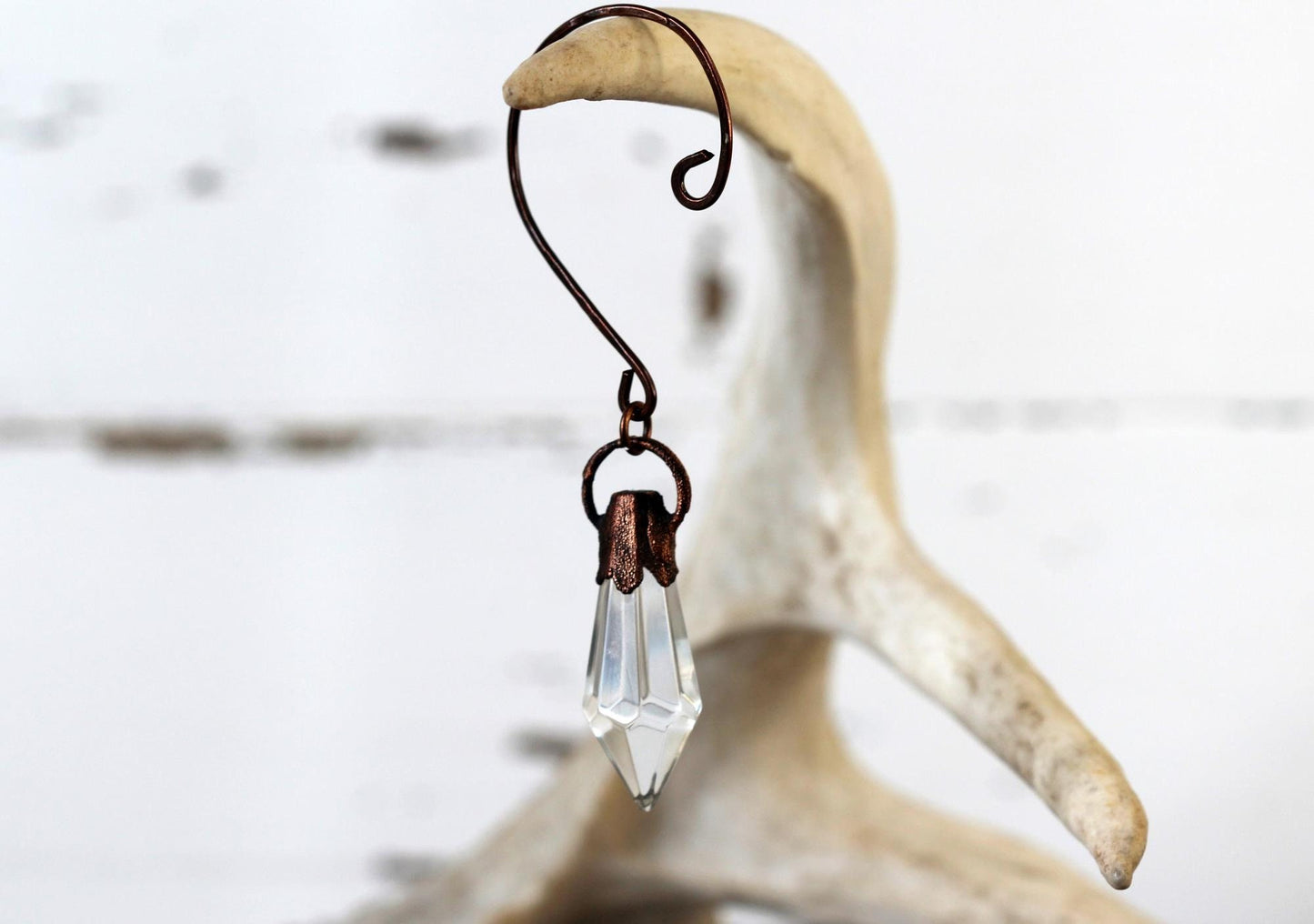 Glass Christmas Ornament - Holiday Decor - Chandelier Ornament - Copper Tree Ornament