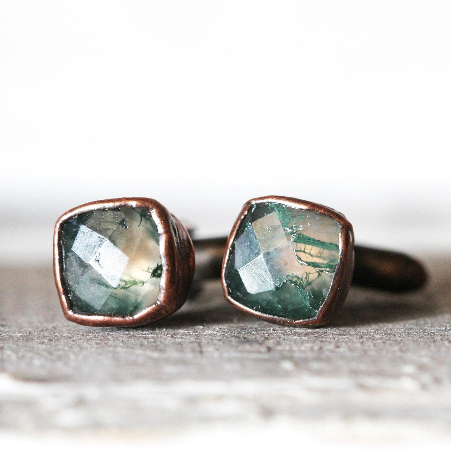 Moss Agate Cuff Links - Graduation Gift - Crystal Cufflinks