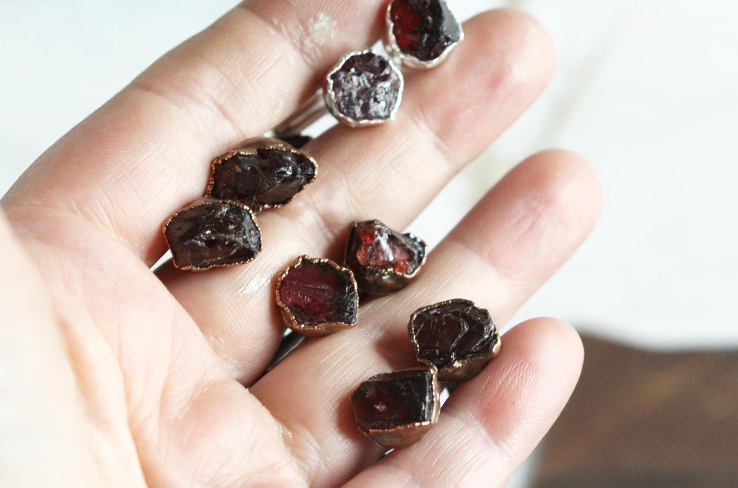 Garnet Cuff Links - Raw Birthstone Cufflinks - January Birthstone - Graduation Gift - Crystal Cuff Links