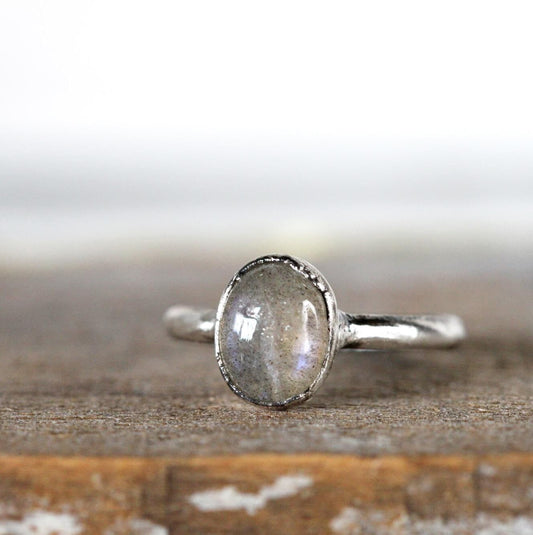 Labradorite Ring - Purple Labradorite Jewelry - Crystal Ring