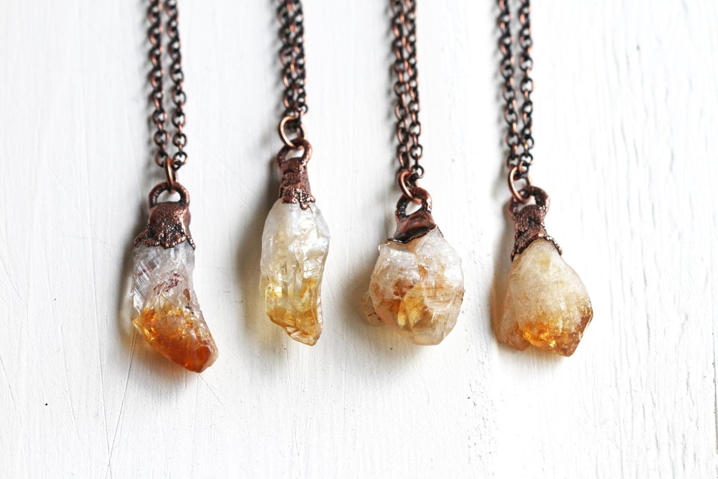Citrine Pendant - Raw Crystal Necklace - November Birthstone - Simple Layering Necklace - Raw Citrine Pendant