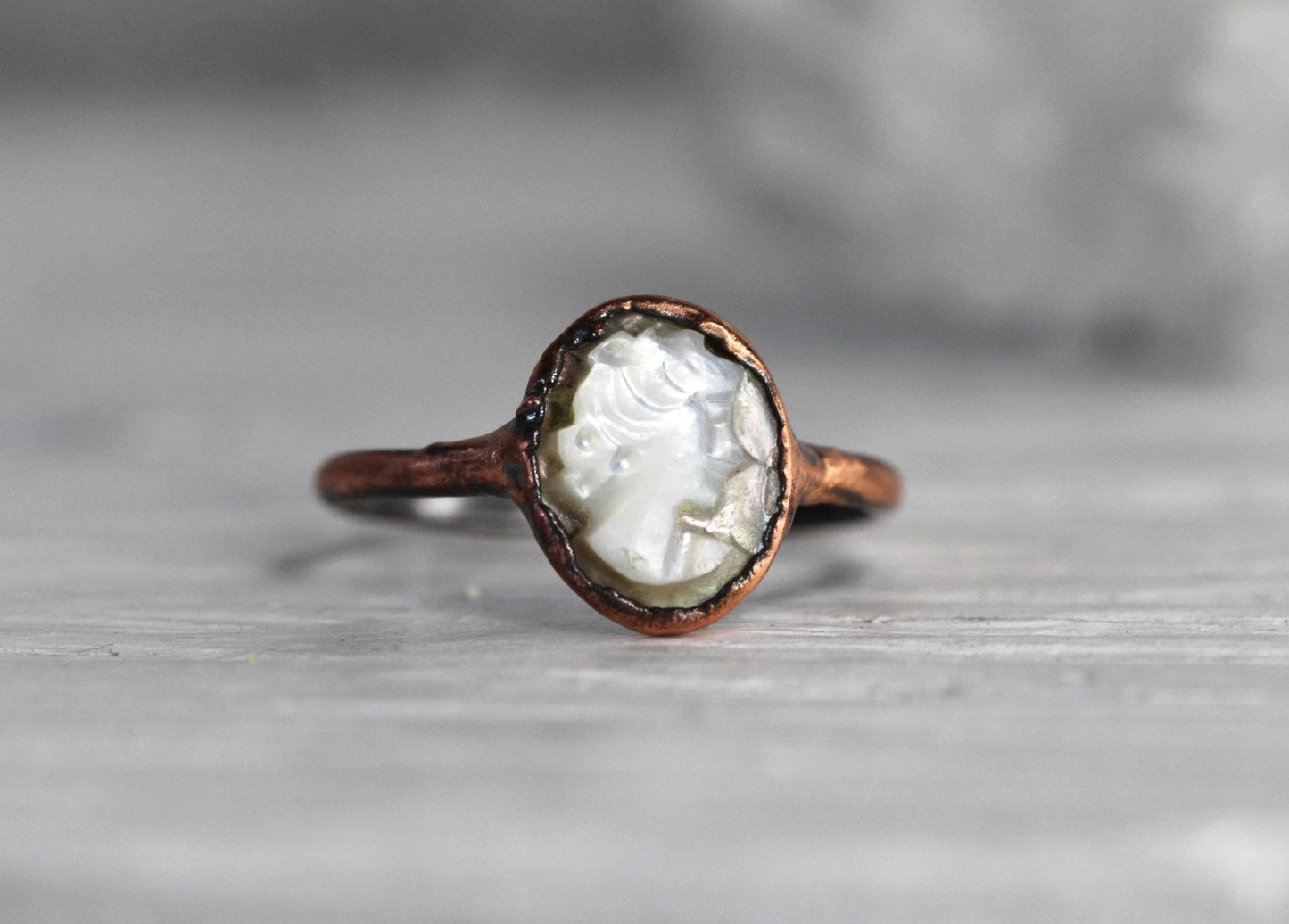 Cameo Ring - Tahitian Black Pearl Ring - Handcarved Ring - Antique Cameo Jewelry
