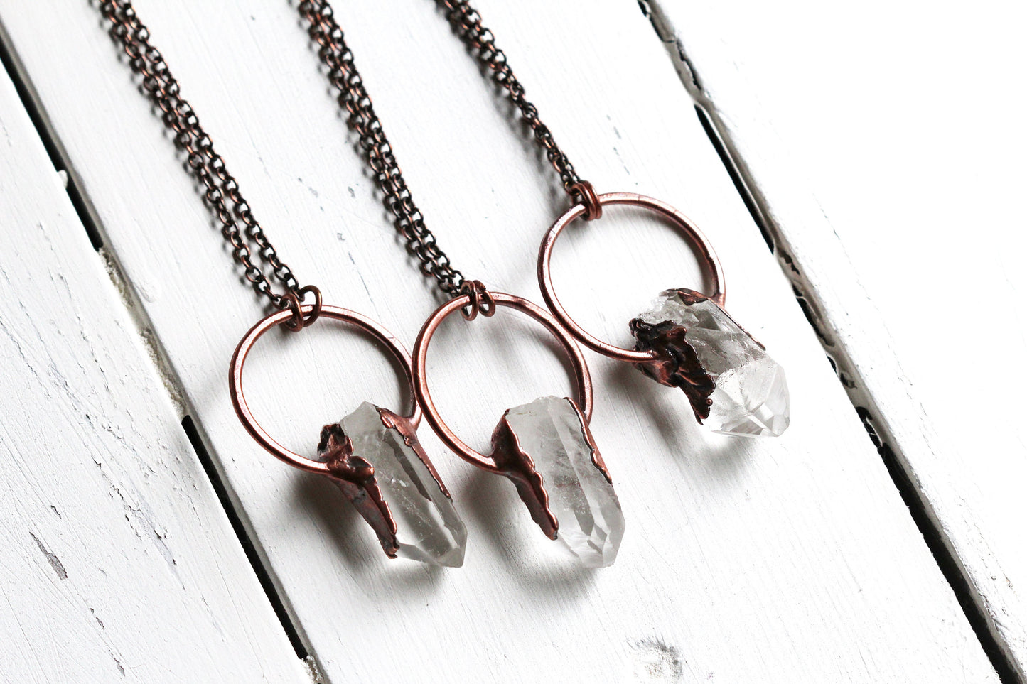 Raw Crystal Necklace - Quartz Crystal Pendant -  Electroformed Crystal Jewelry