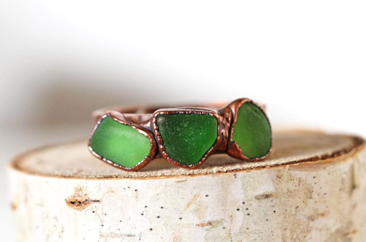 Sea Glass Ring - Beach Glass Jewelry - Emerald Green