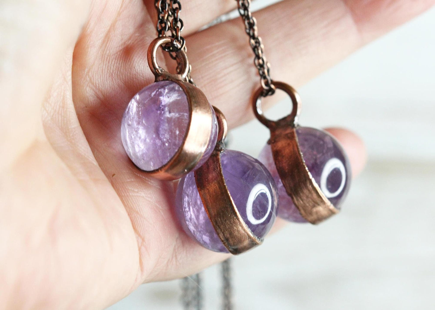 Amethyst Sphere Necklace - Crystal Ball Pendant - Crystal Orb