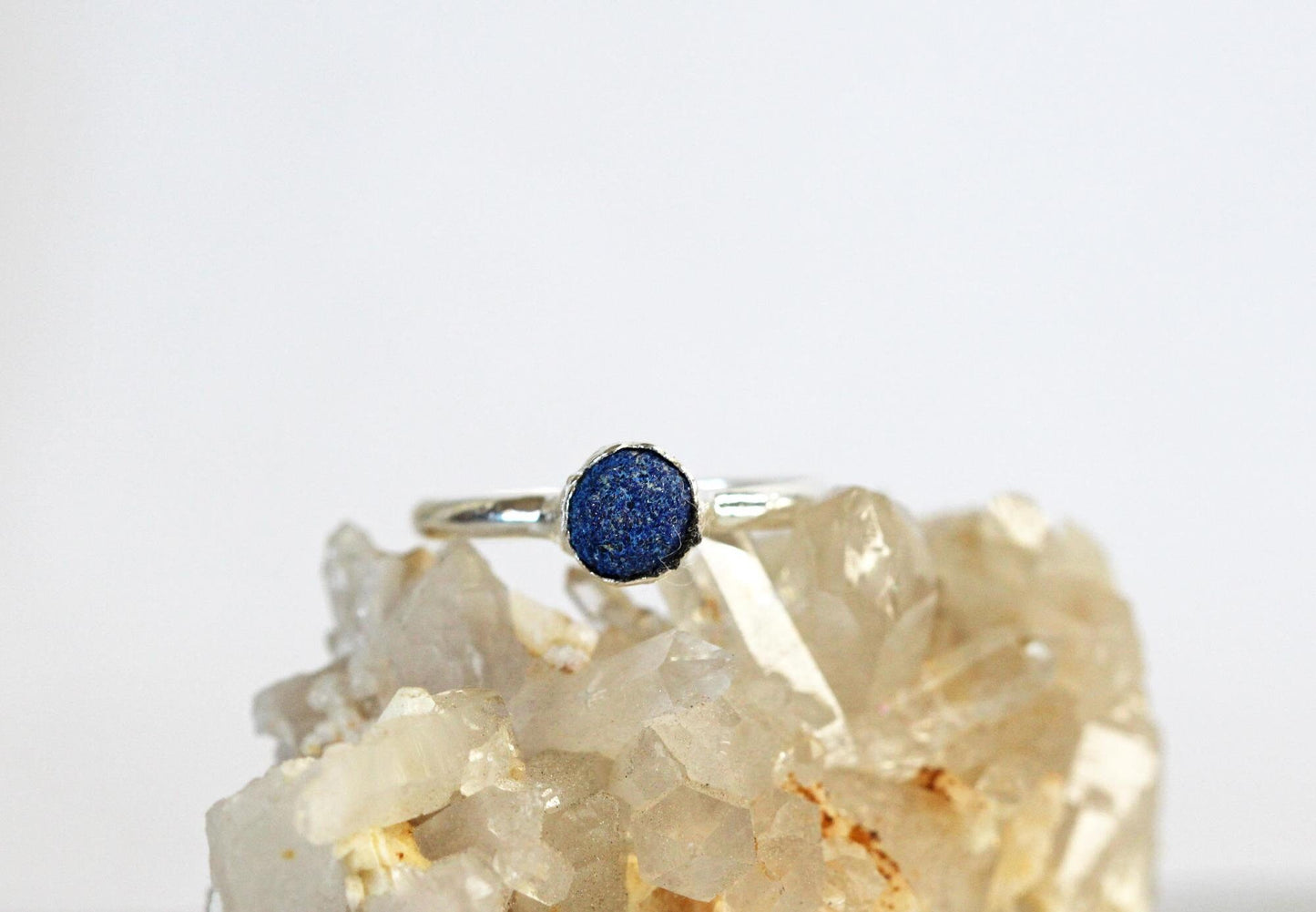 Raw Azurite Ring - Electroformed Jewelry - Gemstone Jewelry
