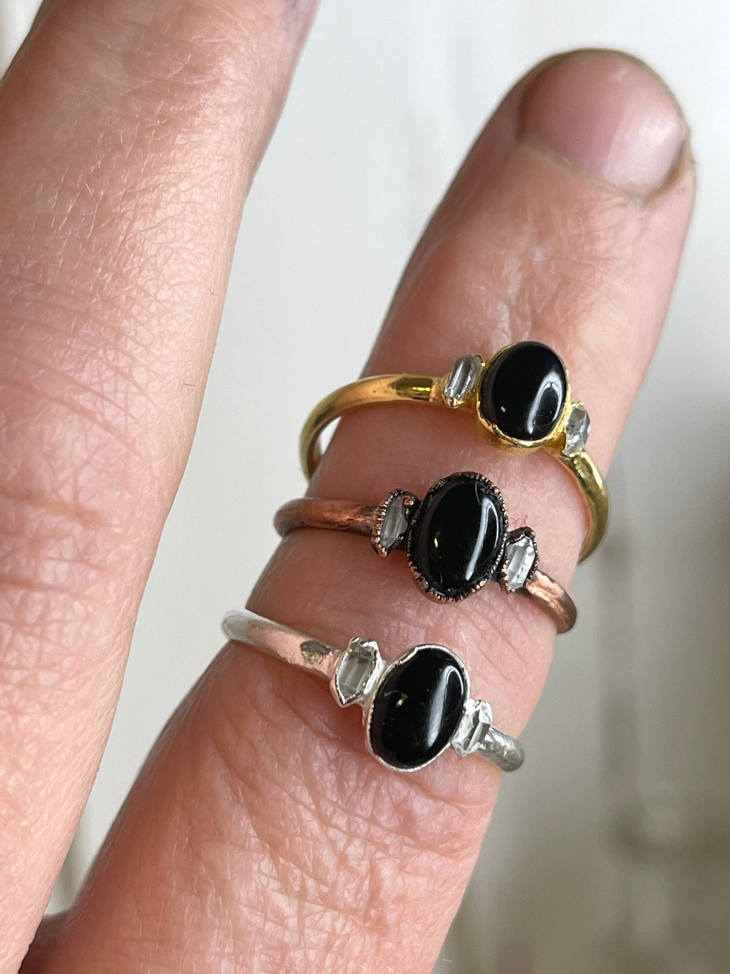 Black Obsidian Ring - Electroformed - Stacking Jewelry