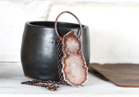 Amethyst Slice Pendant - Big Crystal Pendant - Stalactite Jewelry