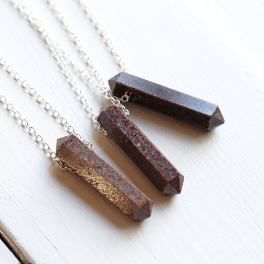 Garnet Point Necklace - January Birthstone - Crystal Pendant - Birthstone Jewelry