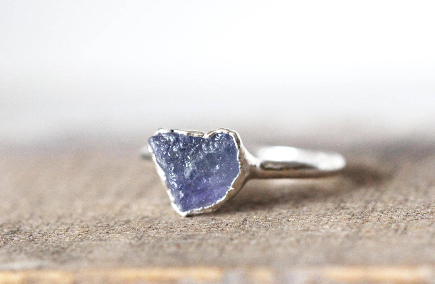 Raw Tanzanite Ring - Raw Crystal Jewelry - Natural Blue Stone