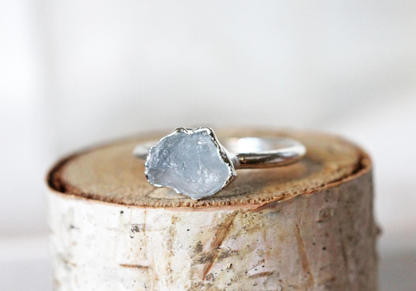 Celestite Ring - Raw Stone Stacker - Natural Stone Jewelry