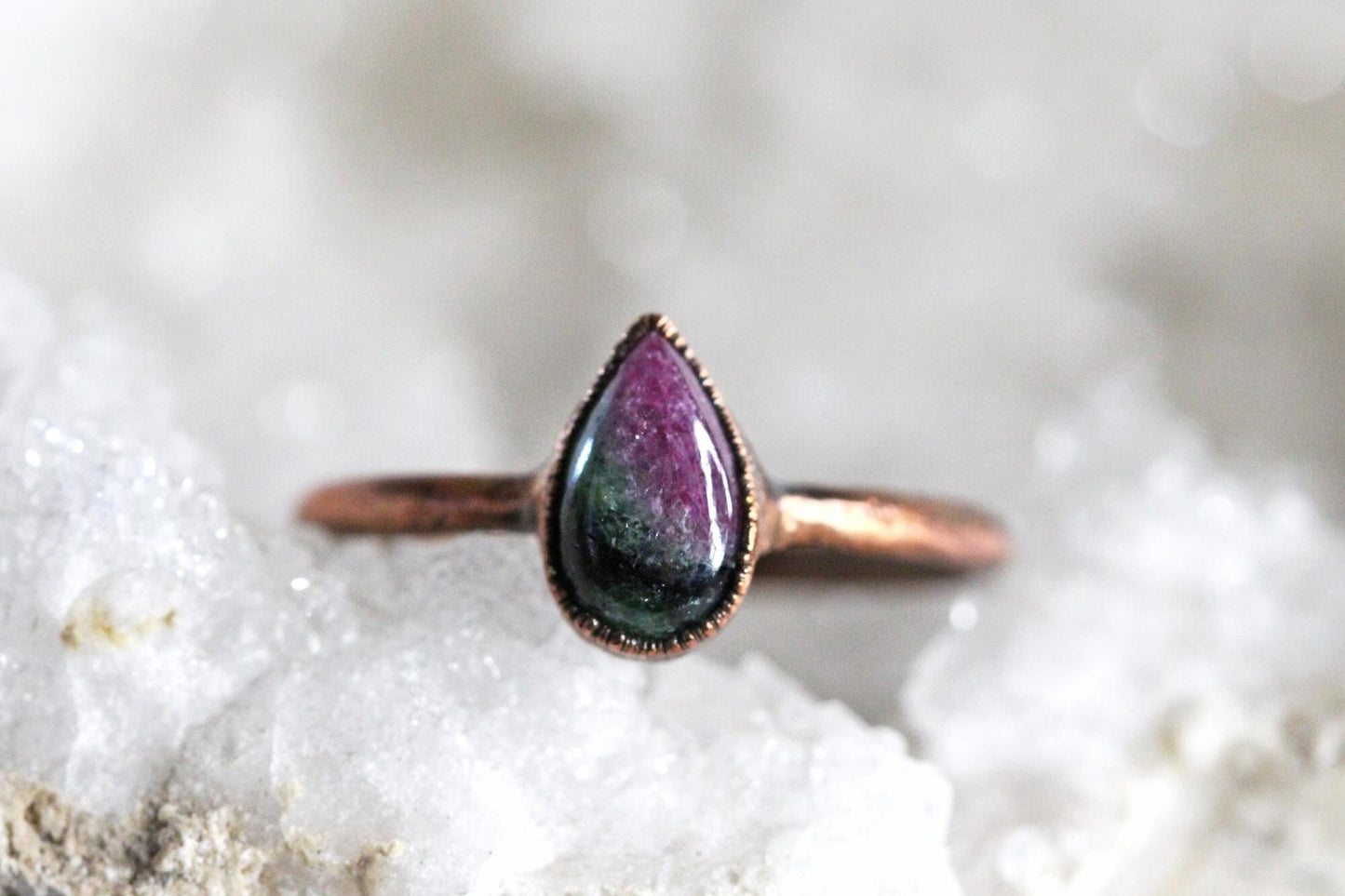 Ruby Zoisite Ring - Polished Stone Ring - Natural Pink Stone - Pink Crystal Ring