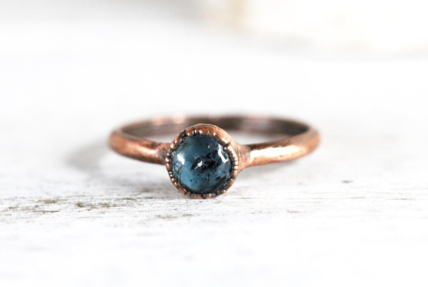 Moss Kyanite Ring - Stone Stacking Ring - Your Choice of Metal