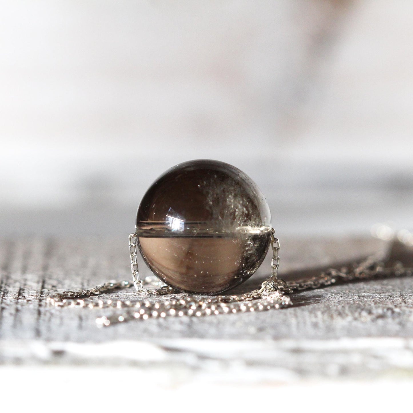 Smoky Quartz Necklace - Crystal Pendant - Crystal Sphere