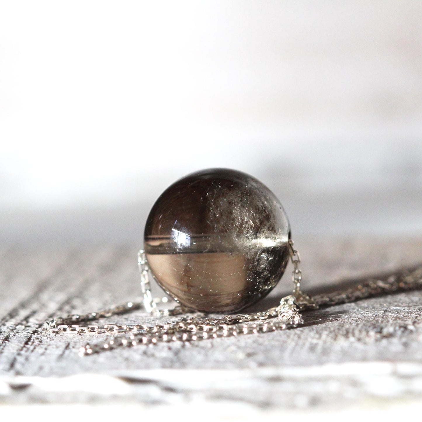 Smoky Quartz Necklace - Crystal Pendant - Crystal Sphere