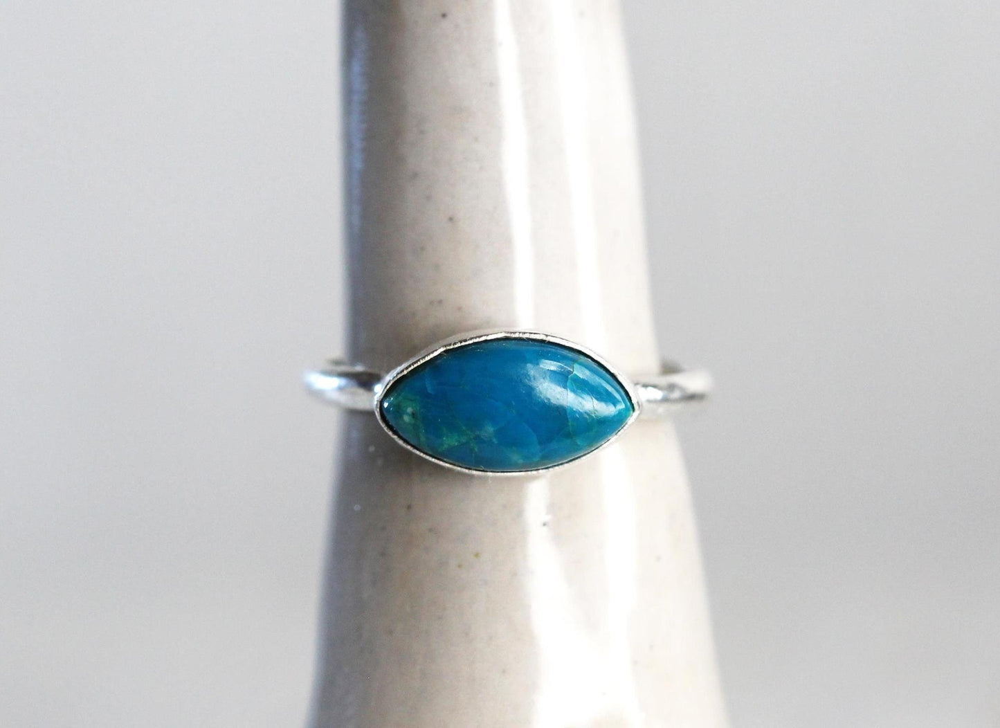 Chrysocolla Ring - Bright Blue Crystal - Goddess Stone
