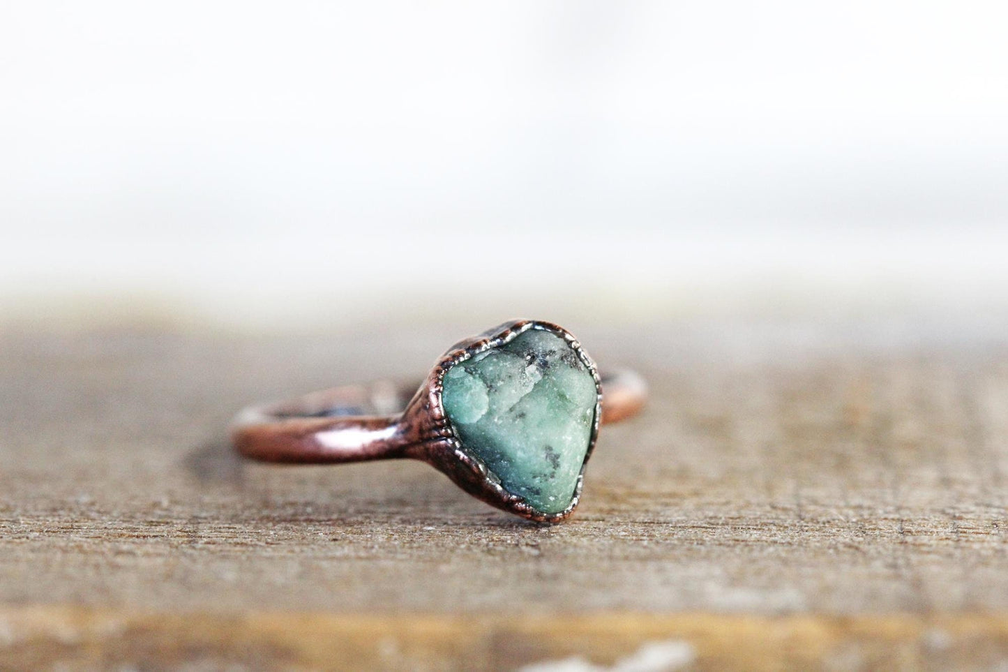 Raw Emerald Ring - May Birthstone Jewelry - Natural Stone Ring
