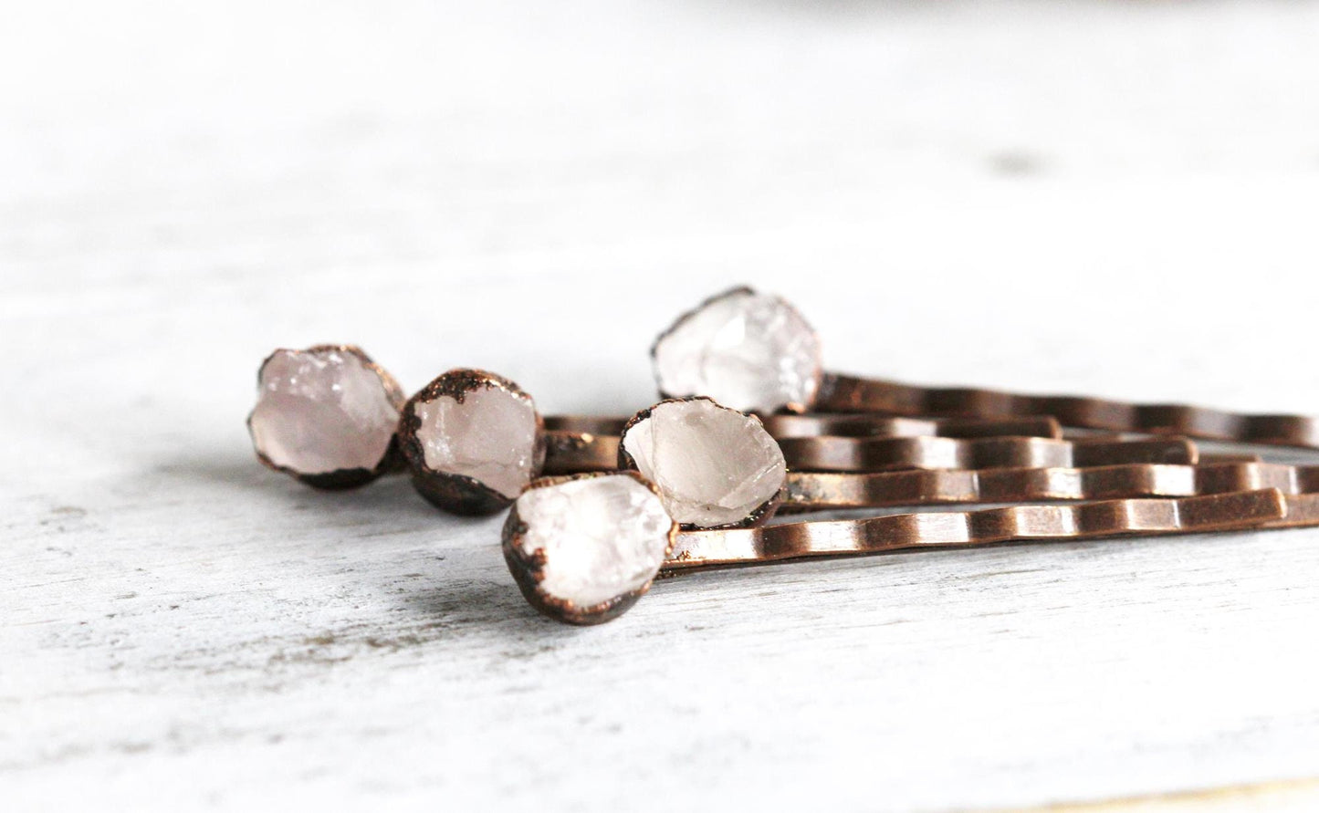 Rose Quartz Bobby Pin - Bridal Hair Accessory - Stone Hair Pin