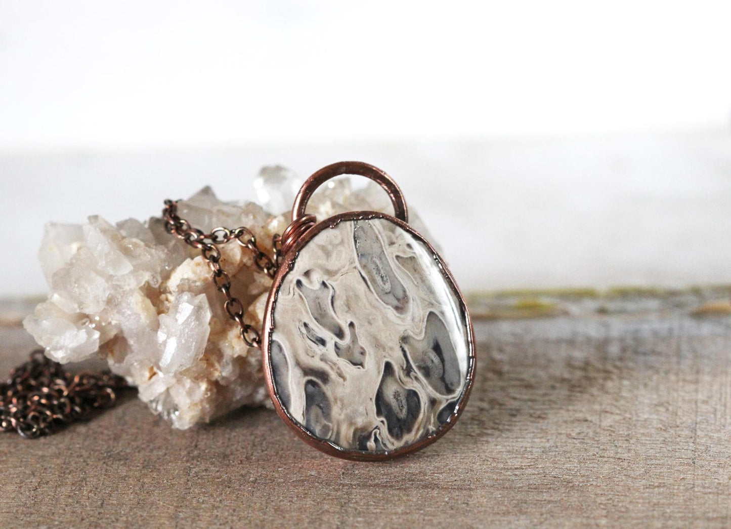 Palm Root Necklace - Petrified Wood Pendant - Fossilized Wood