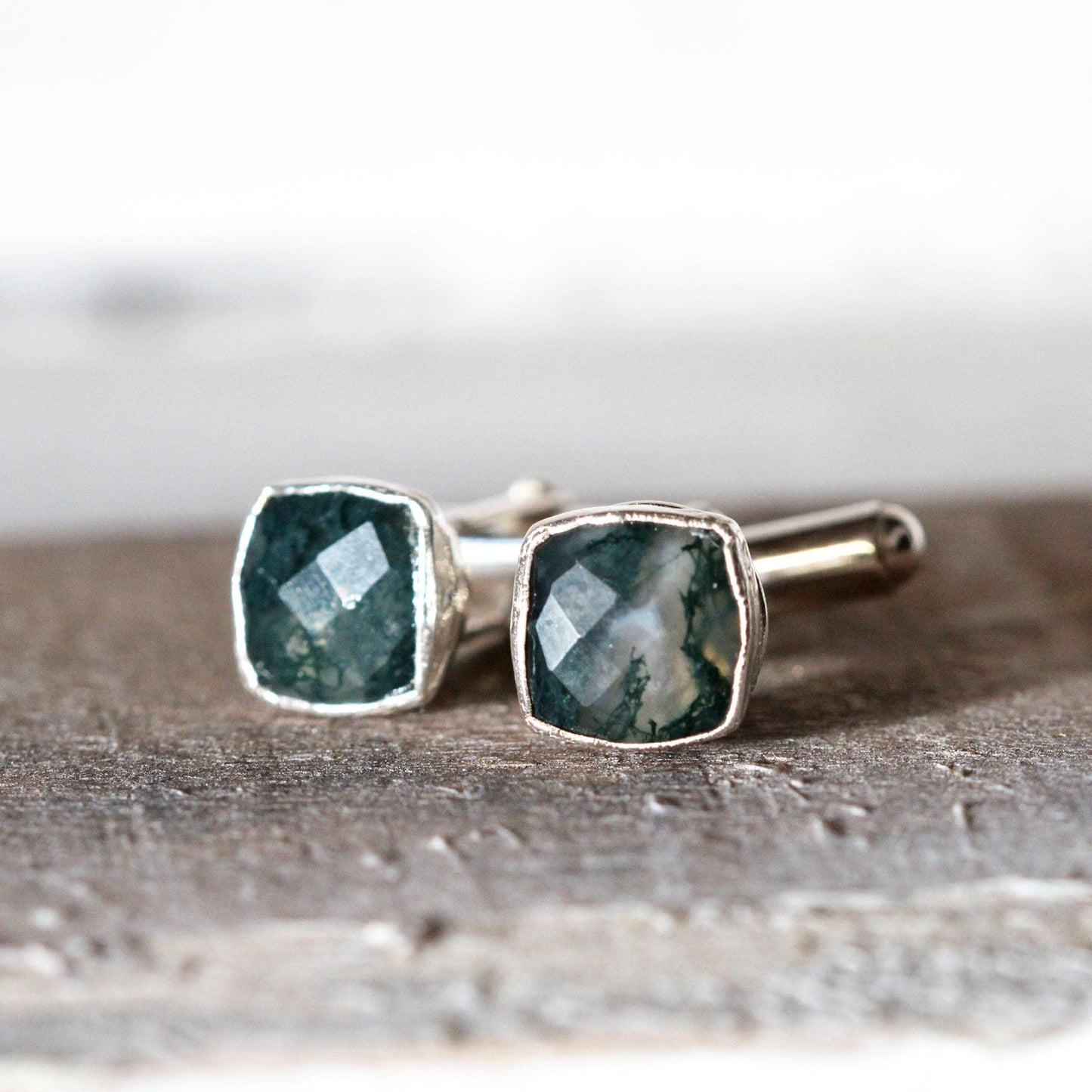 Moss Agate Cuff Links - Graduation Gift - Crystal Cufflinks