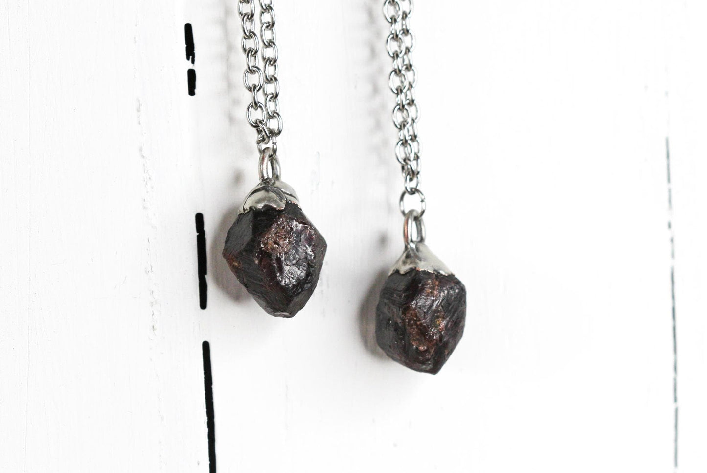 Garnet Necklace - Raw Garnet Pendant - Large Gemstone - January Birthstone - Raw Crystal Necklace