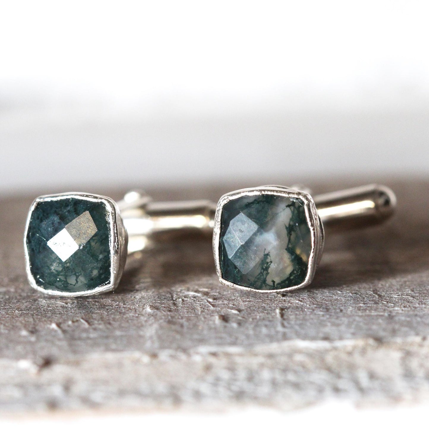 Moss Agate Cuff Links - Graduation Gift - Crystal Cufflinks