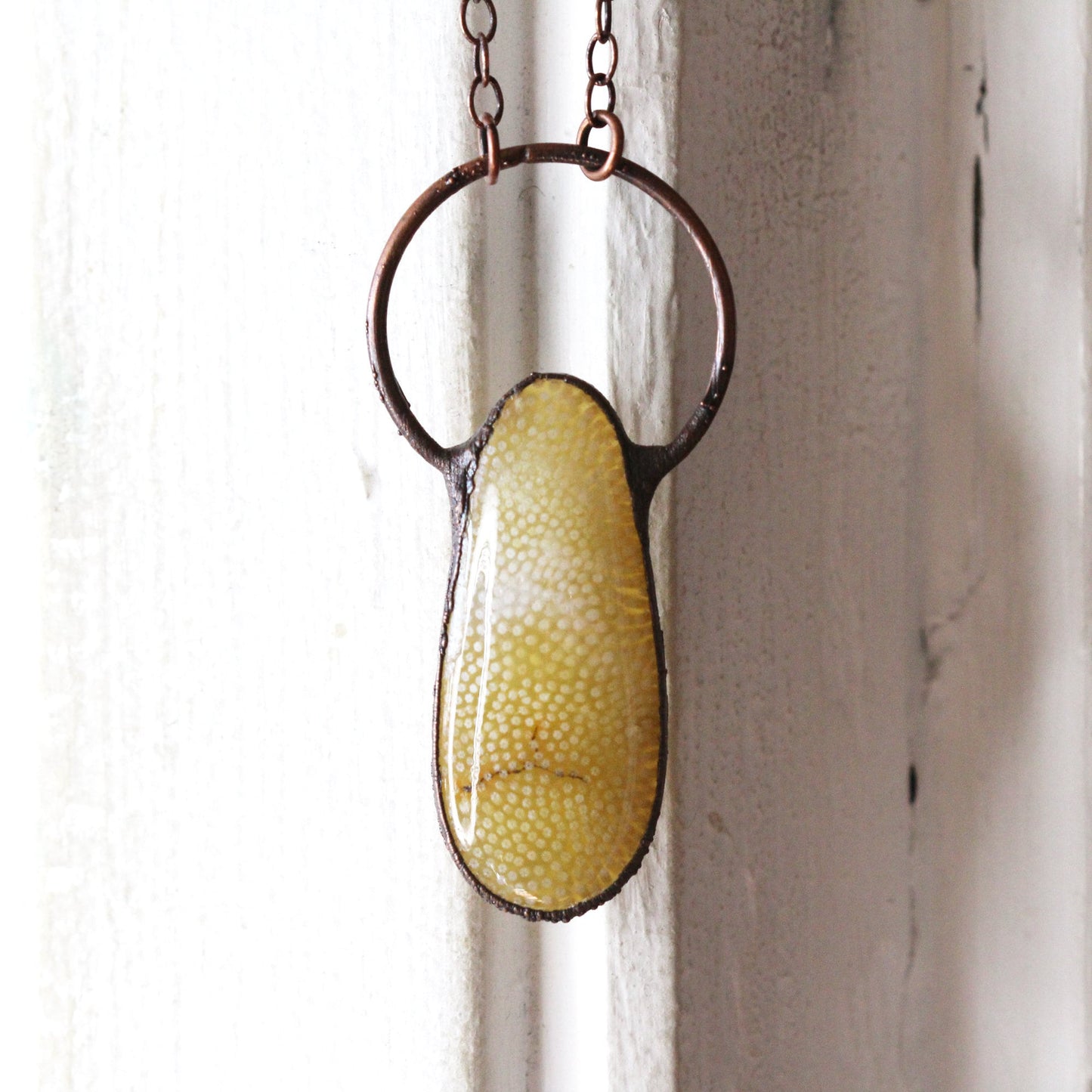 Fossil Coral Necklace - Coral Jewelry - Large Stone Pendant