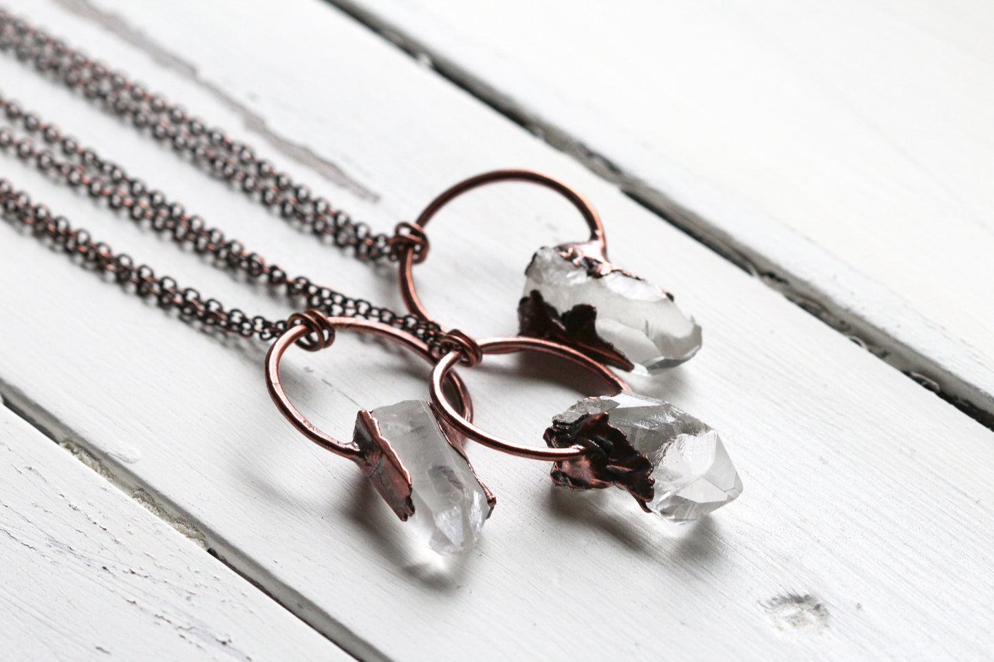 Raw Crystal Necklace - Quartz Crystal Pendant -  Electroformed Crystal Jewelry