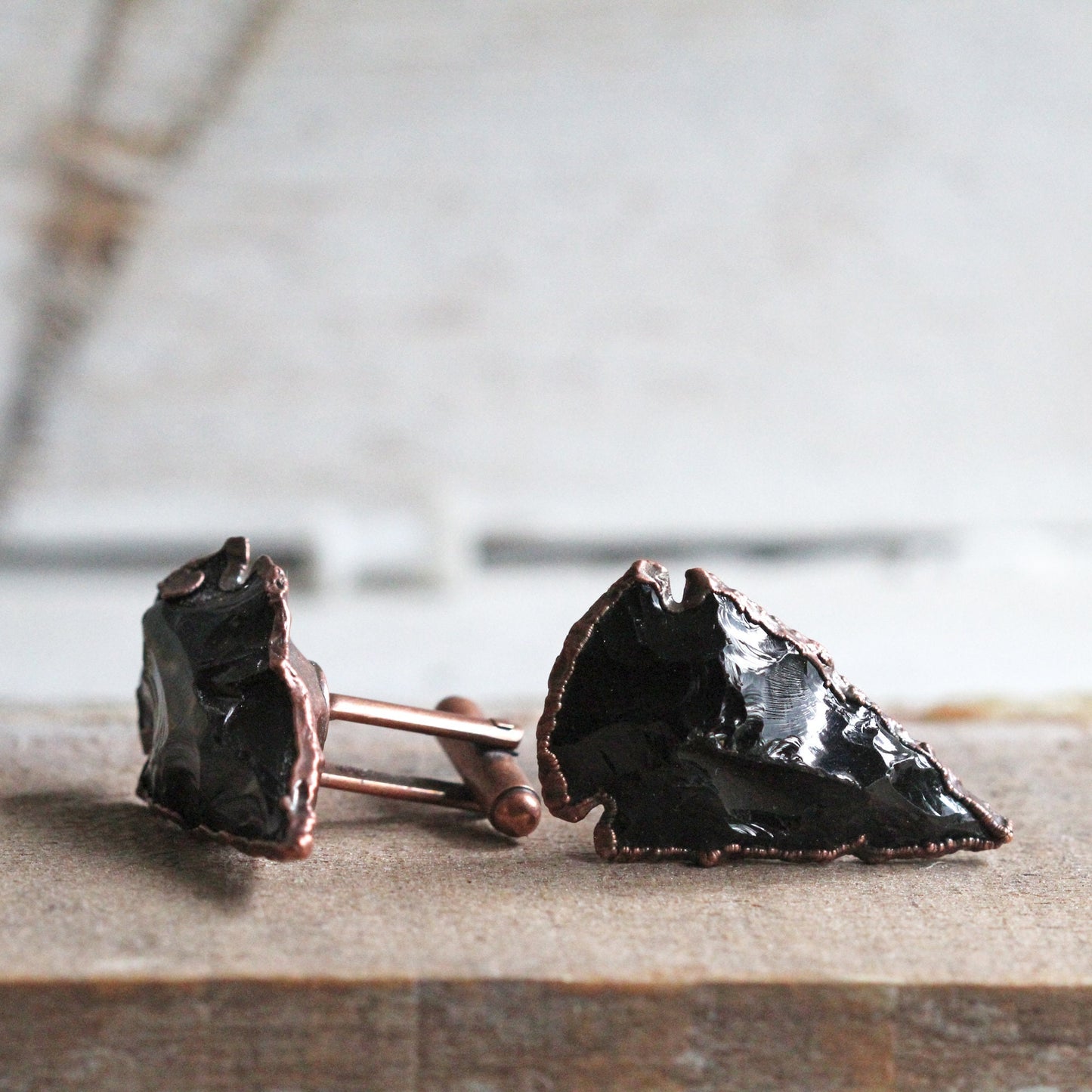 Crystal Cuff Links - Black Obsidian Cufflinks - Groomsmen Gift