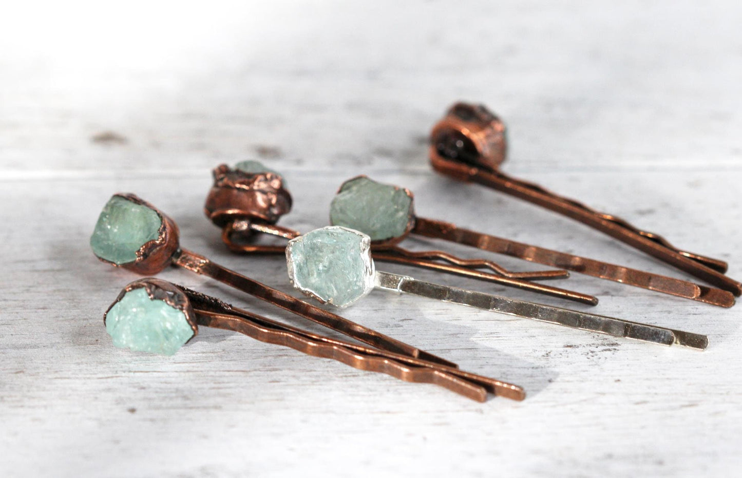 Aquamarine Bobby Pin - Bridal Hair Accessory - March Birthstone - Stone Hair Pin