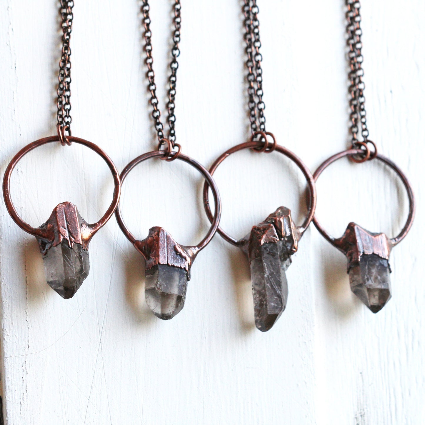 Smoky Quartz Pendant - Electroformed Copper - Crystal Point Necklace - Electroformed Raw Crystal