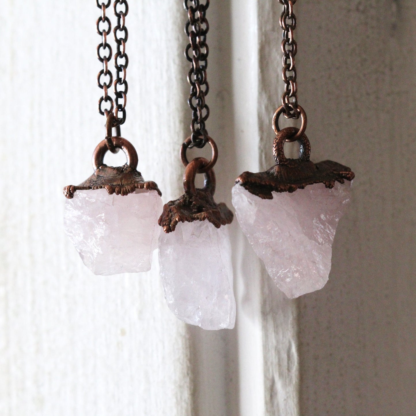 Raw Rose Quartz Necklace - Raw Crystal Pendant - Layering Necklace - Rose Quartz Jewelry