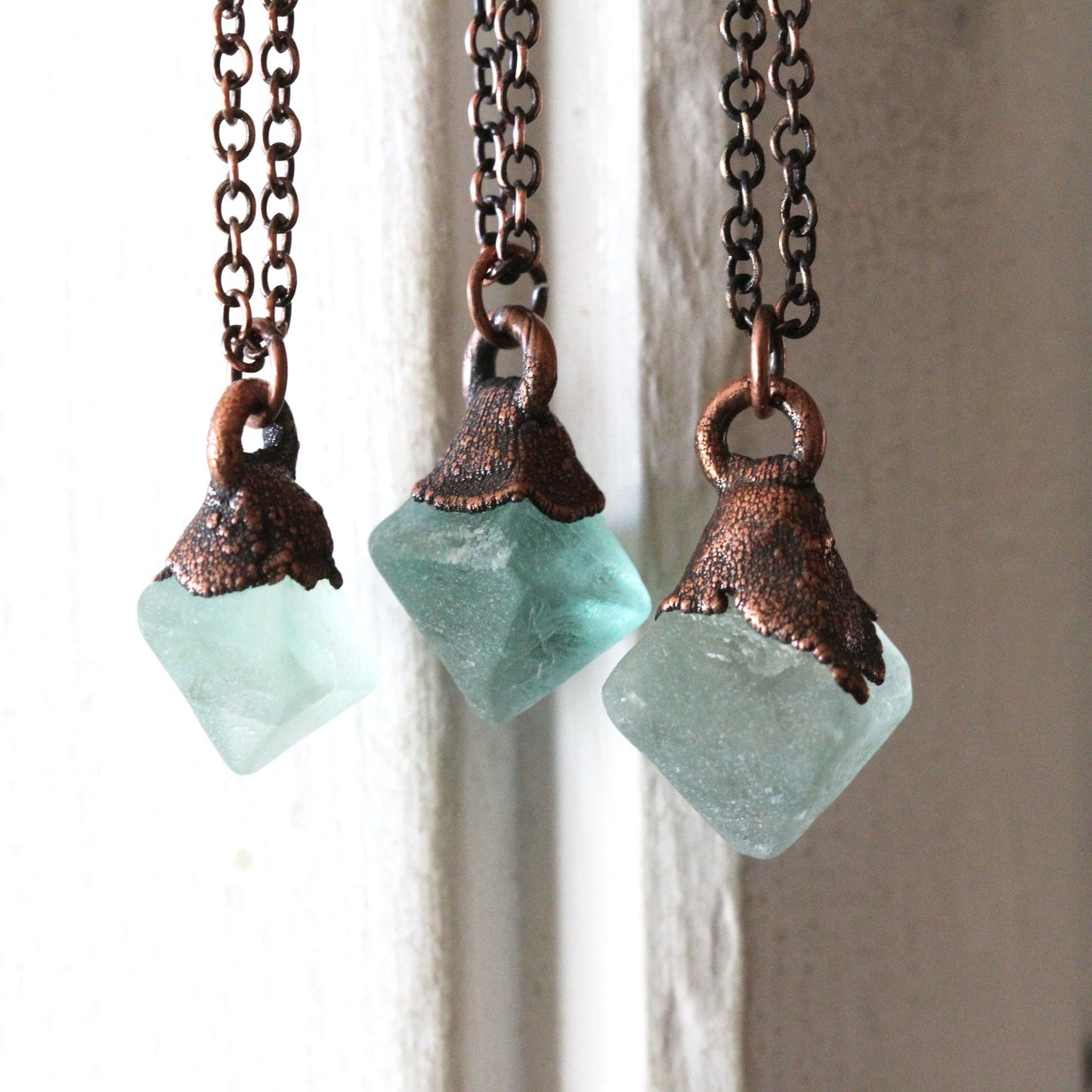 Fluorite Necklace - Fluorite Octahedron Pendant - Raw Crystal Necklace