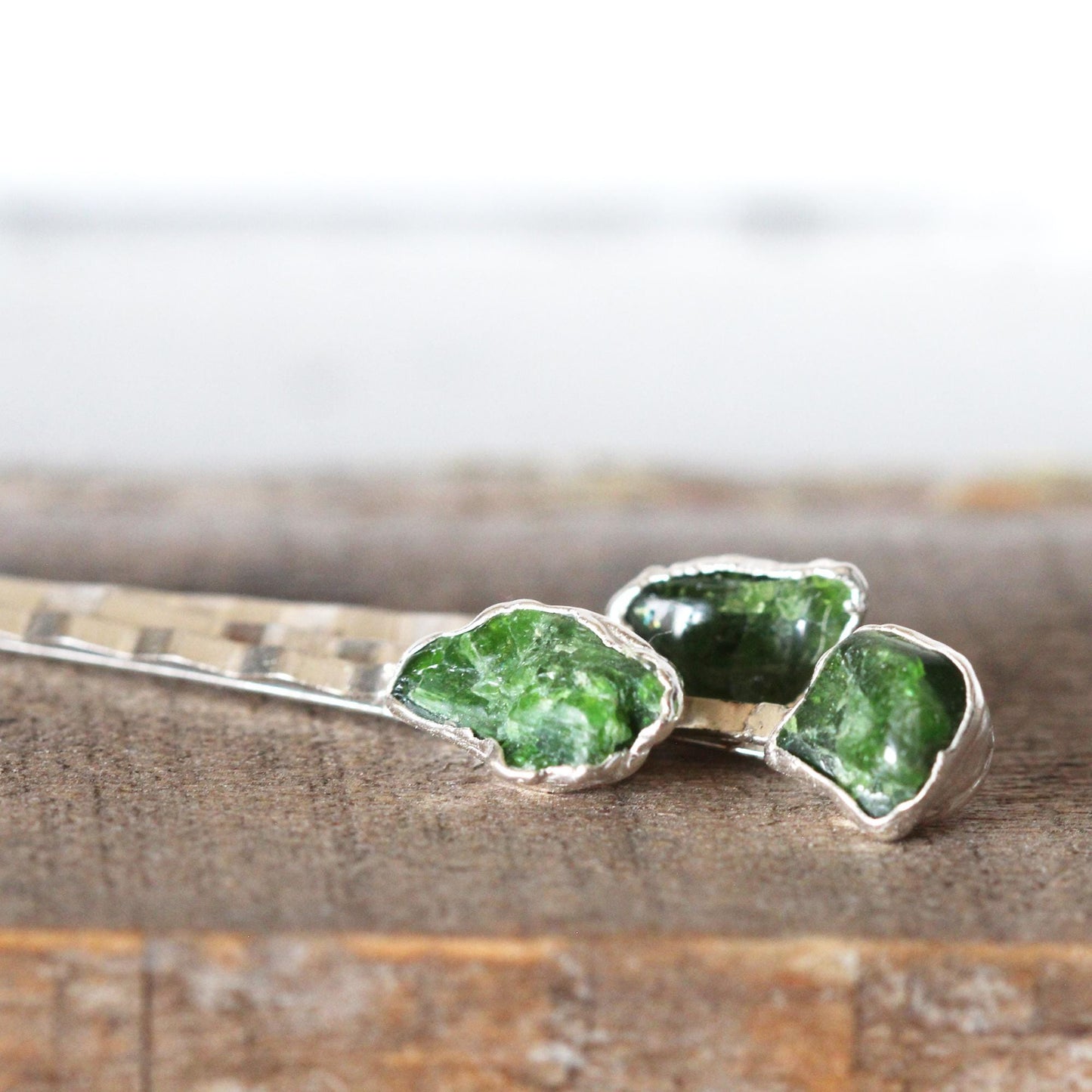 Chrome Diopside Bobby Pin - Green Hair Pin - Bridesmaid Gift