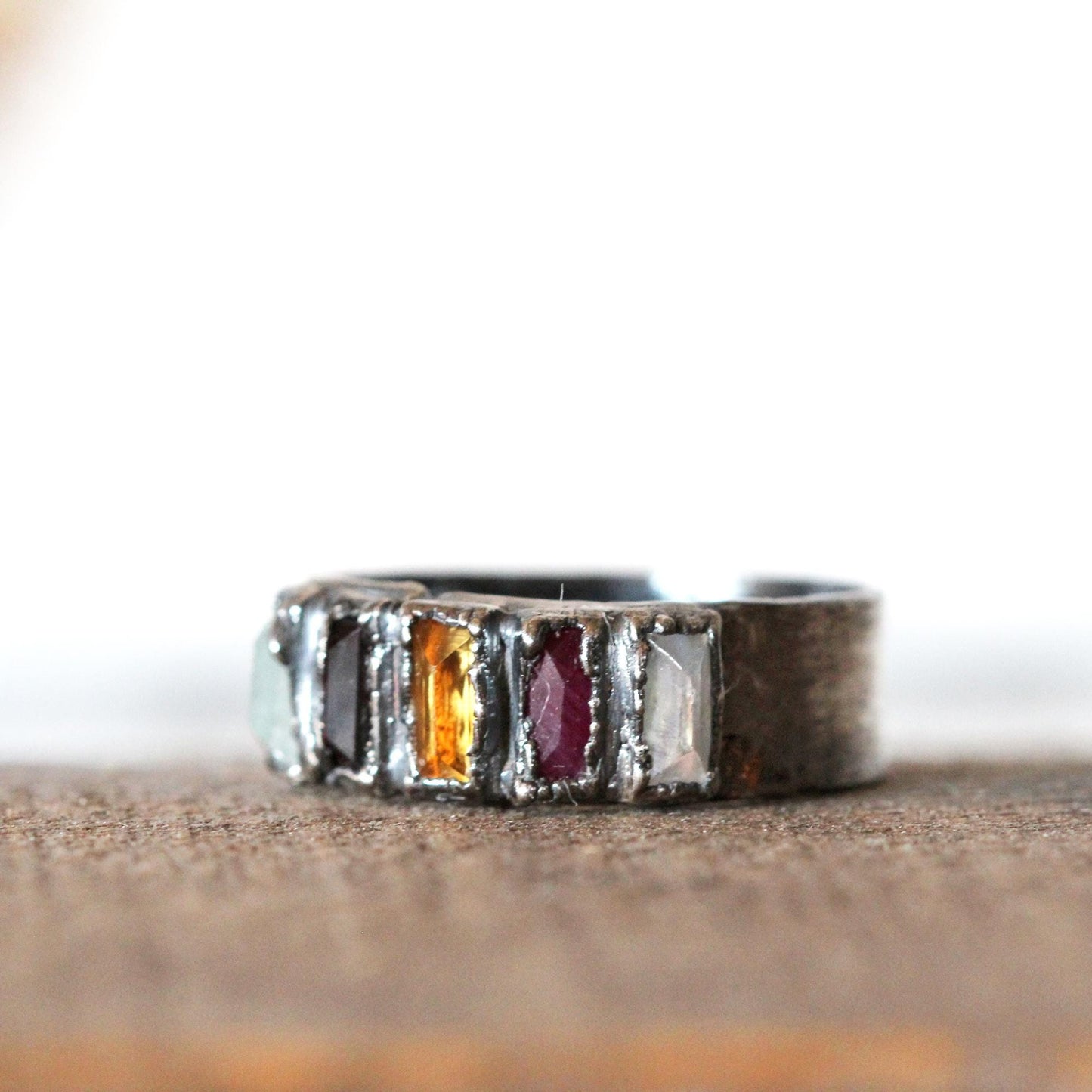 Custom Birthstone Ring - Personalized Unisex Family Ring - Multi Stone Crystal Ring - Mother's Day Ring