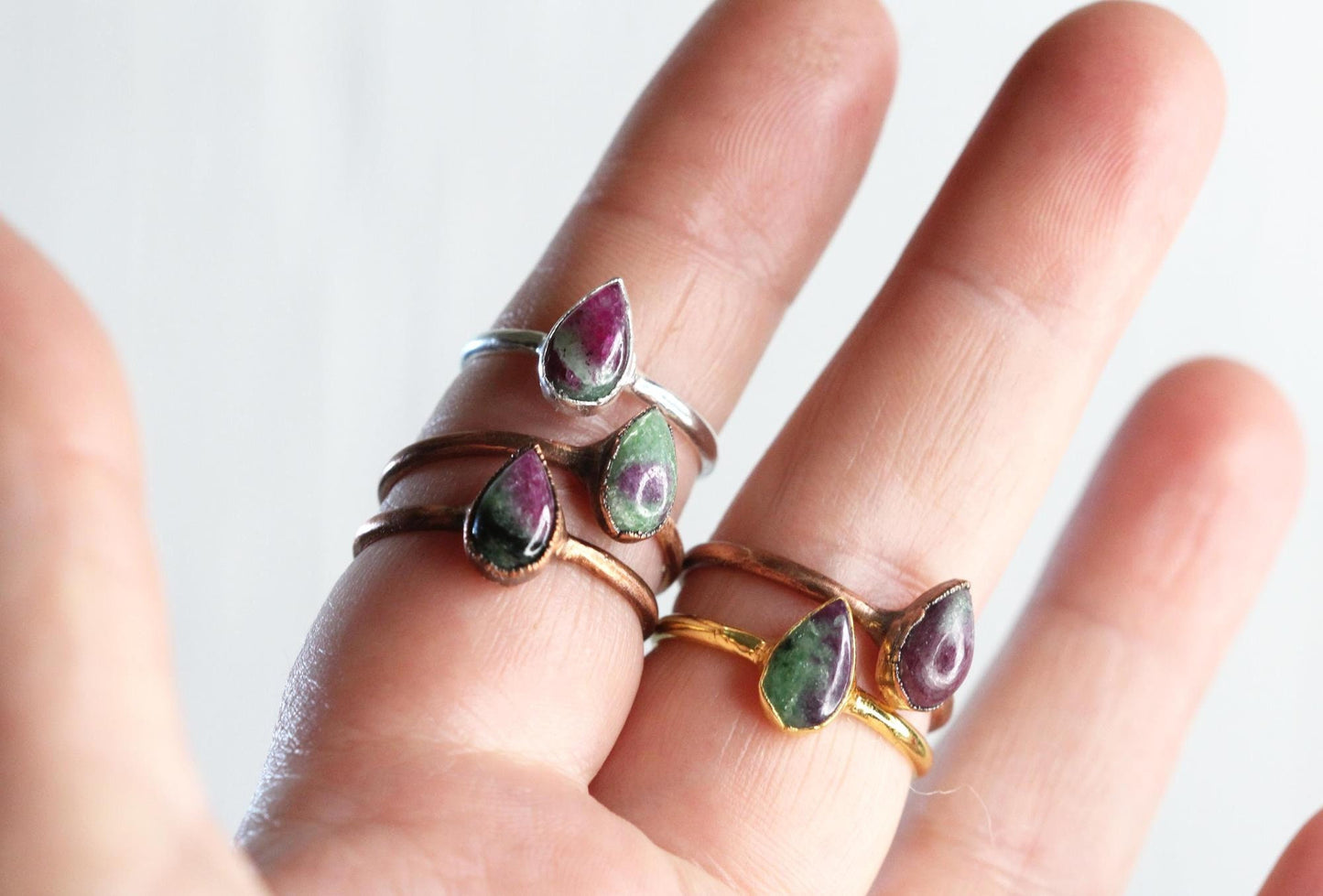 Ruby Zoisite Ring - Polished Stone Ring - Natural Pink Stone - Pink Crystal Ring