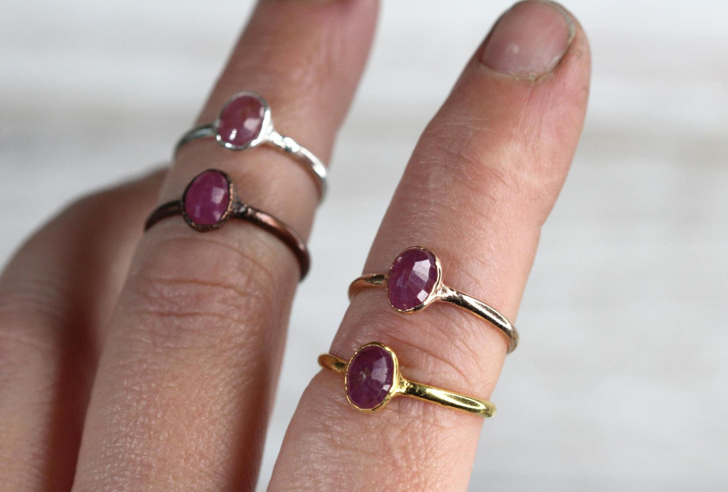 Pink Sapphire Ring - Simple Engagement - Faceted Birthstone Jewelry