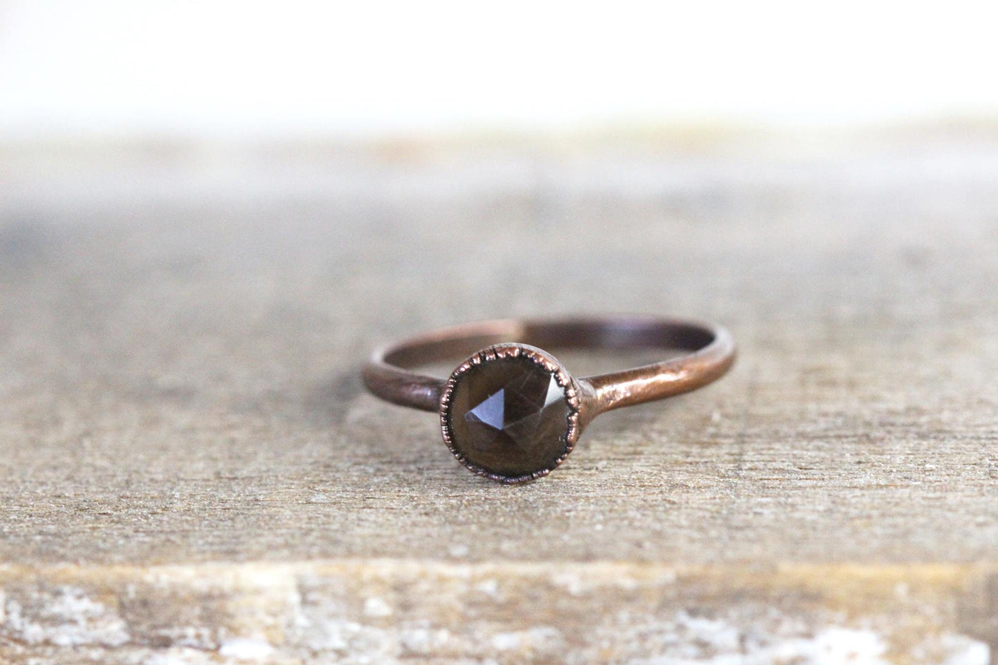 Smoky Quartz Ring - Crystal Stacker - Faceted Stone Solitaire