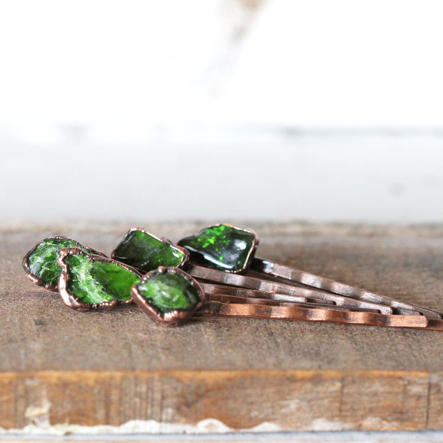 Chrome Diopside Bobby Pin - Green Hair Pin - Bridesmaid Gift