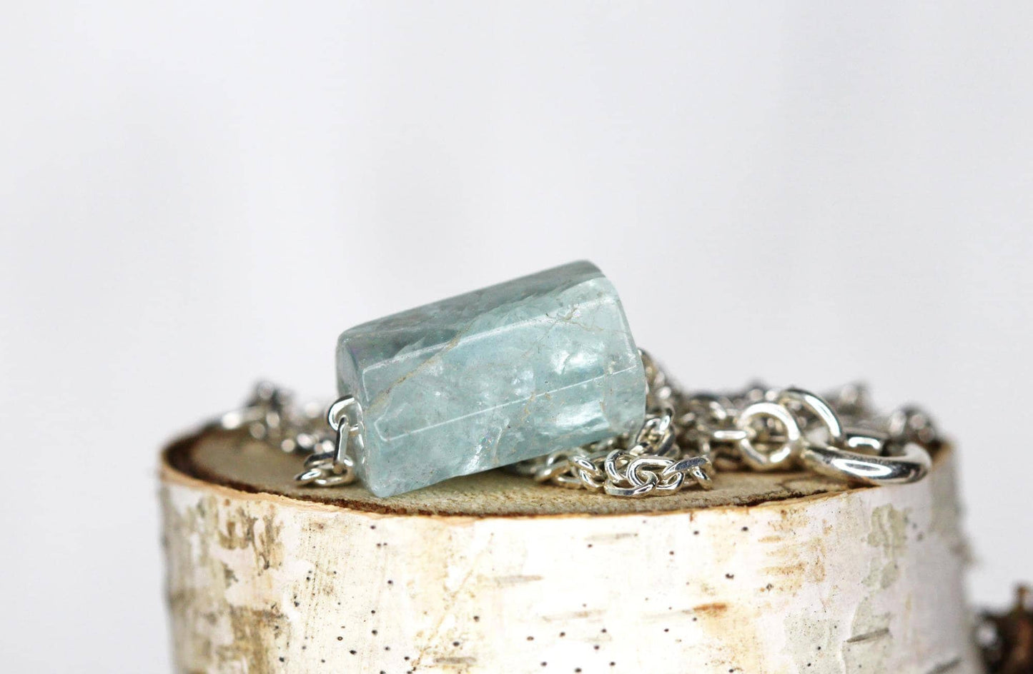 Aquamarine Necklace - Beaded Gemstone - Sterling Silver Jewelry - Minimalist Jewelry - Crystal Necklace