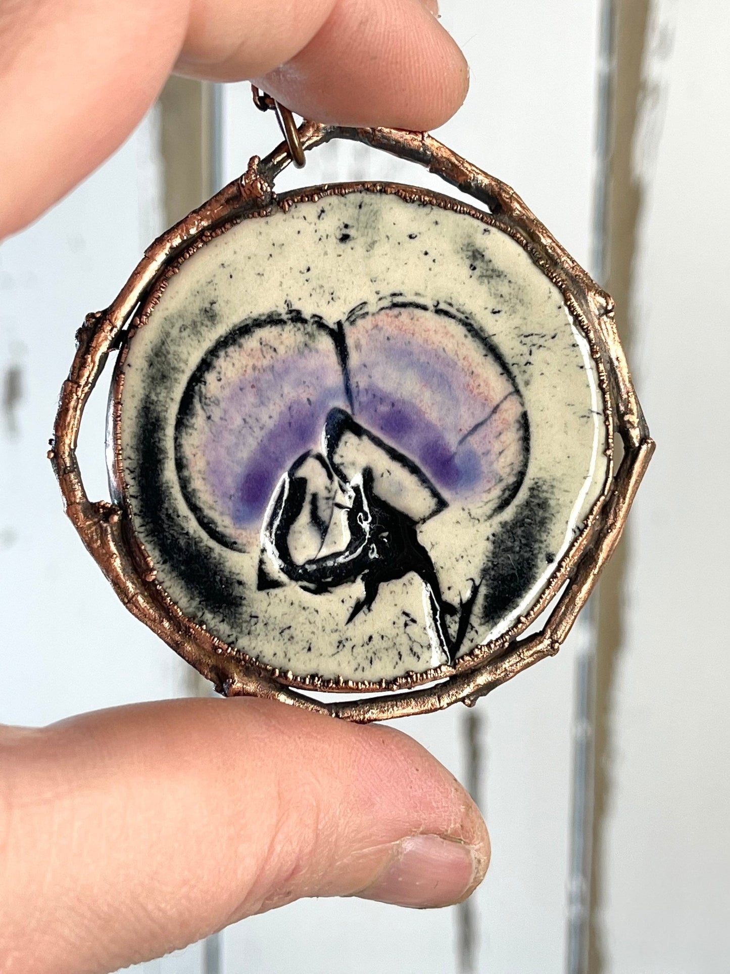 Ceramic Necklace - Pansy Pendant - Botanical Jewelry - Gift for Gardener