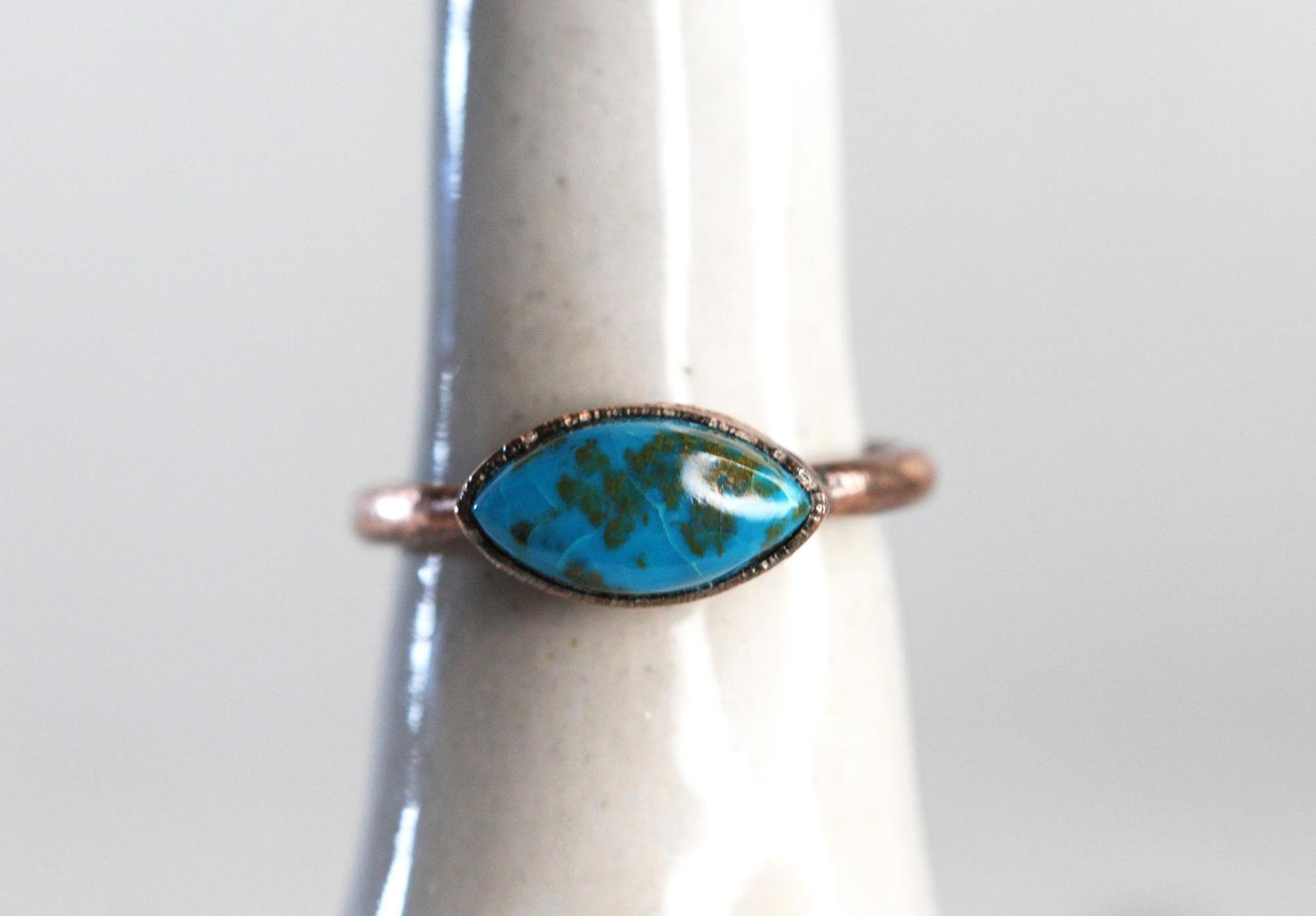Chrysocolla Ring - Bright Blue Crystal - Goddess Stone