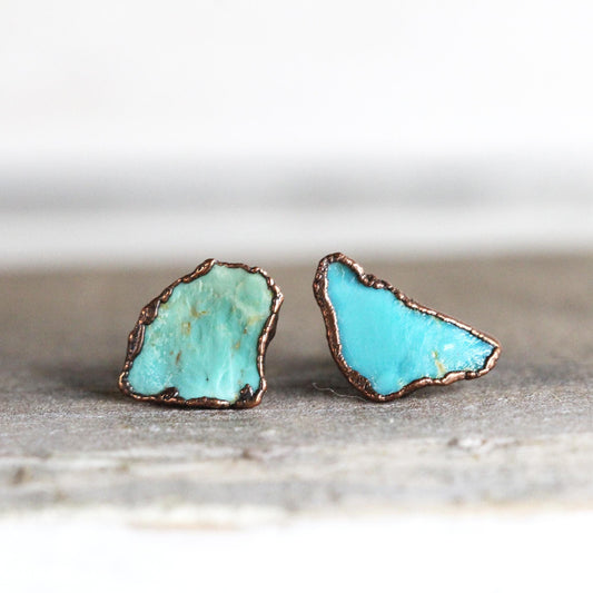 Turquoise Earrings - Raw Kingman Turquoise  Posts - December Birthstone